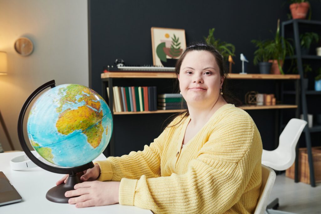 Cheerful Student With Disability At Home